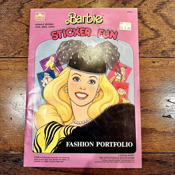 New 80's Vintage Barbie Sticker Fun Fashion Portfolio by Golden Book - Picture 1 of 8